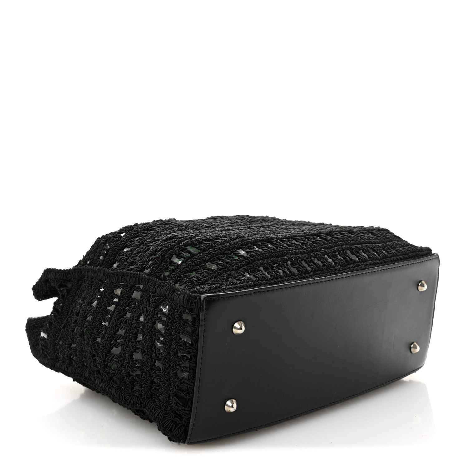 Chanel Woven Crochet Knit Tote Black 4 of 11