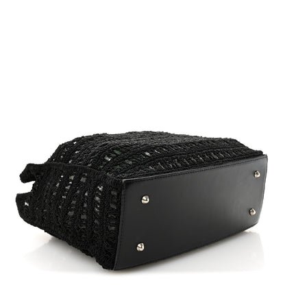 Chanel Woven Crochet Knit Tote Black 4 of 11