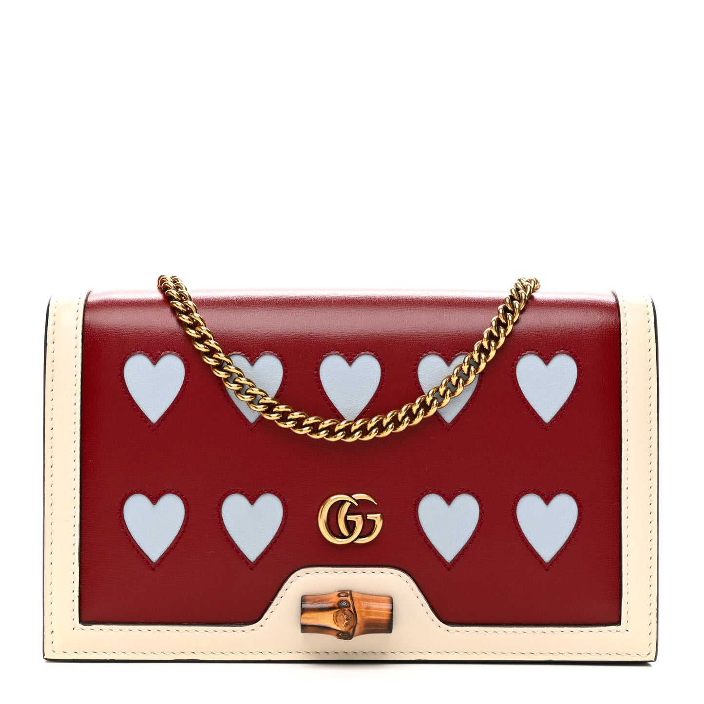 Calfskin Lovelight Mini Diana Chain Bag Mystic White Red