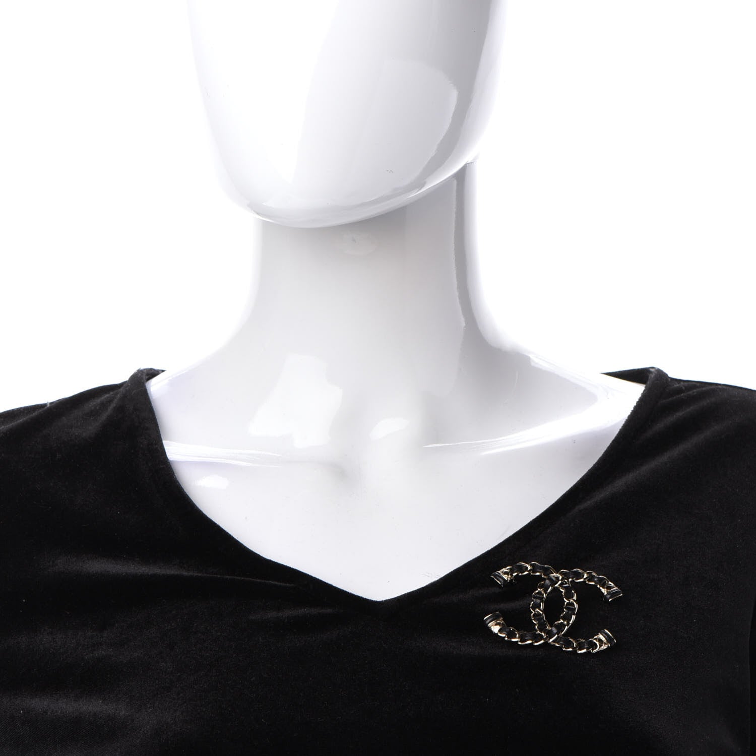 Chanel Lambskin Chain CC Brooch Black Gold 2 of 5