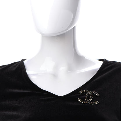 Chanel Lambskin Chain CC Brooch Black Gold 2 of 5