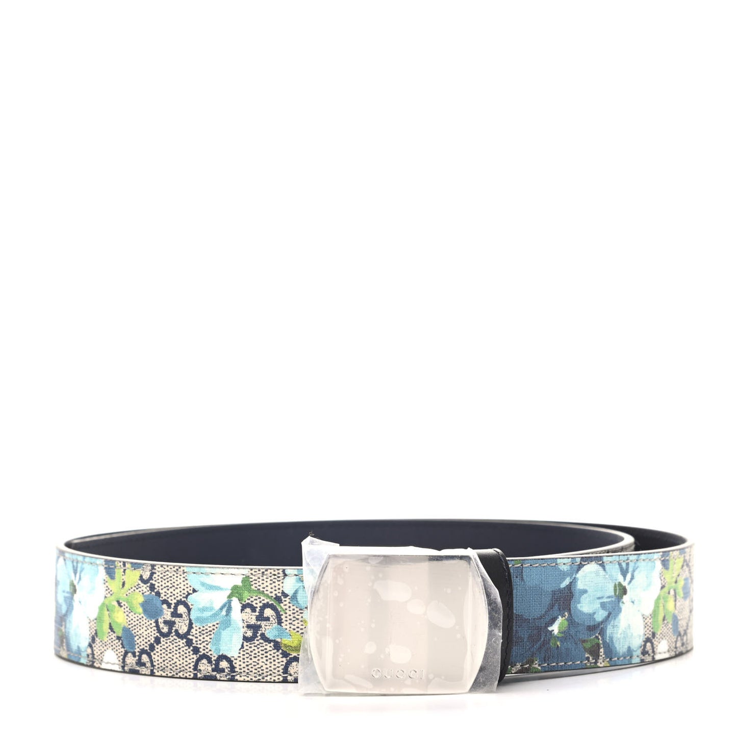 GG Supreme Monogram Blooms Plaque Belt 95 38 Blue