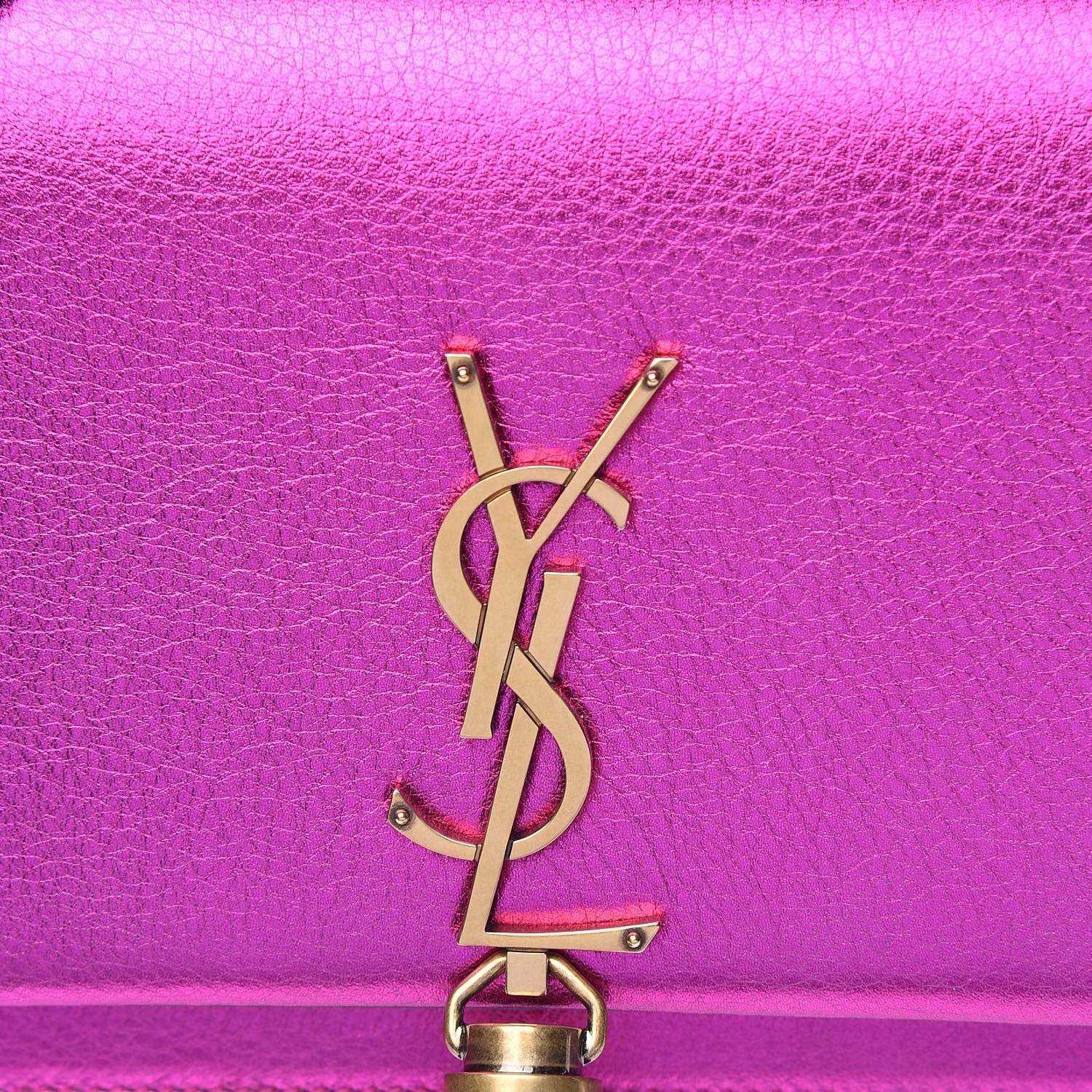 Saint Laurent Metallic Calfskin Classic Monogram Kate Tassel Chain Walle Fuchsia 10 of 14