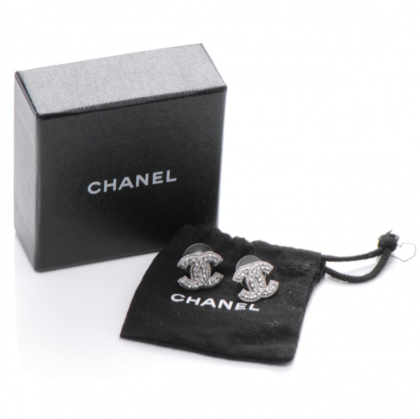 Crystal CC Earrings Silver