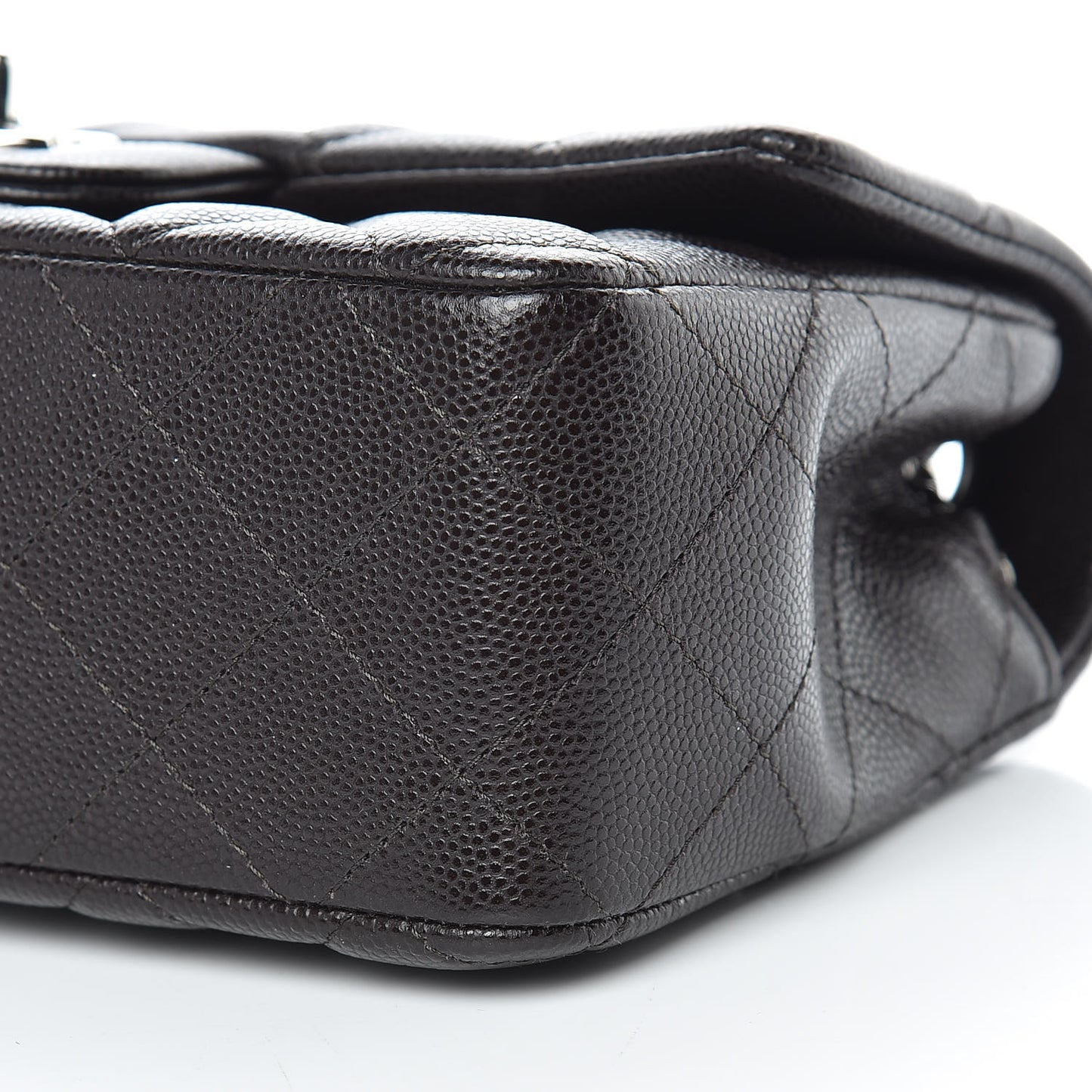 Caviar Quilted Mini Rectangular Flap Dark Brown