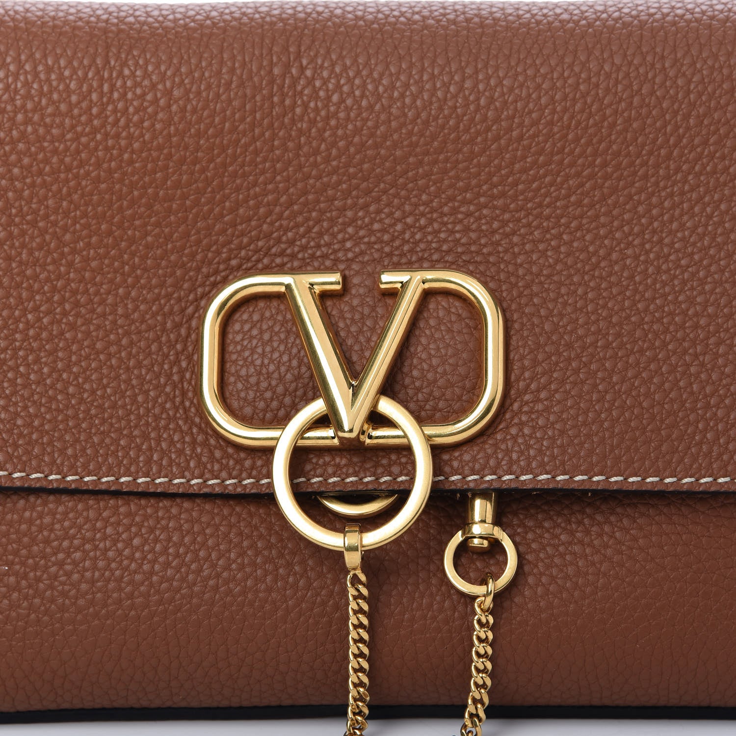 Valentino Garavani Pebbled Calfskin Small VRing Shoulder Bag Saddle Brown 10 of 11