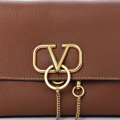 Valentino Garavani Pebbled Calfskin Small VRing Shoulder Bag Saddle Brown 10 of 11