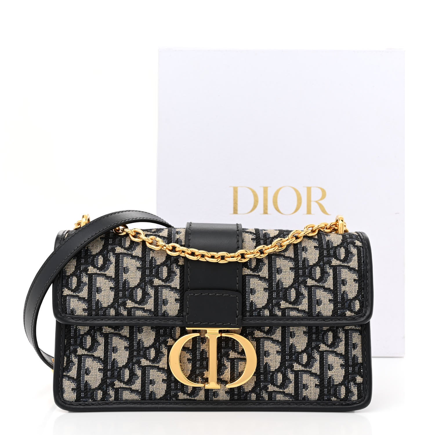 Christian Dior Oblique 30 Montaigne East West Chain Flap Bag Blue 11 of 11