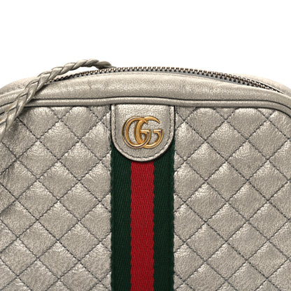 Gucci Laminated Nappa Web Trapuntata Mini GG Shoulder Bag Argento 8 of 11