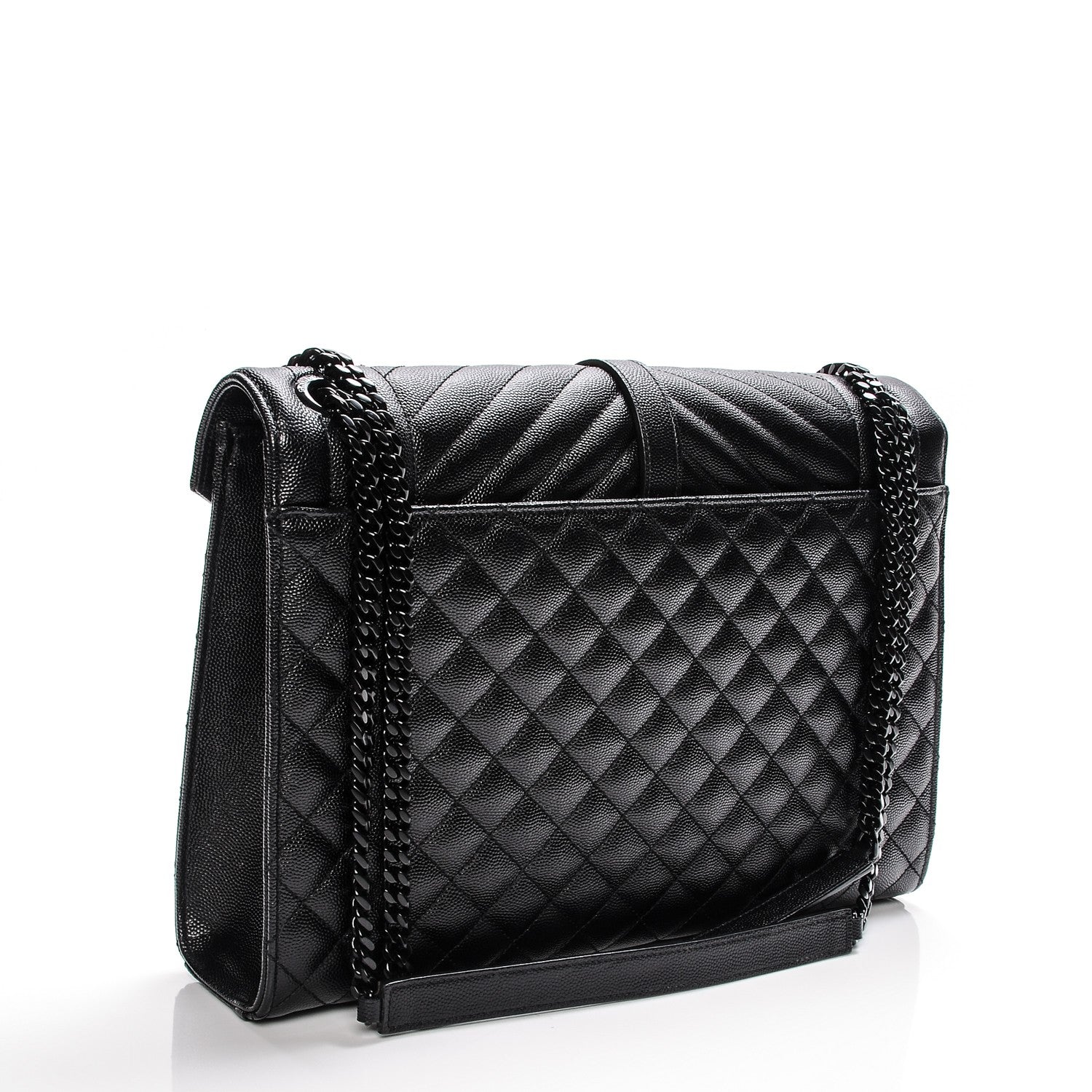 Saint Laurent Grain De Poudre Textured Mixed Matelasse Large Triquilt Monogram Monochrome Satchel Black 3 of 7
