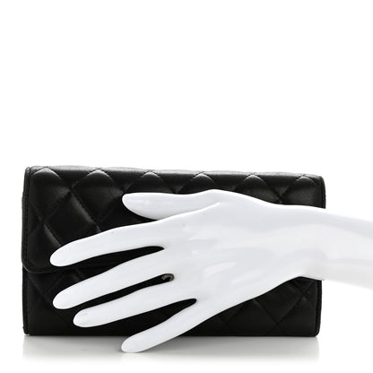 Chanel Lambskin Quilted Large Gusset Flap Wallet Black 2 of 11