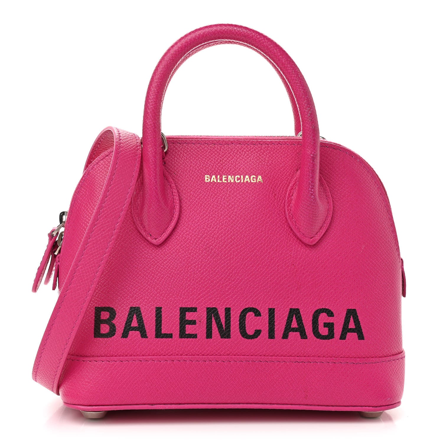 Balenciaga Signature Grained Calfskin Logo XXS Ville Top Handle Bag Fuchsia 1 of 11