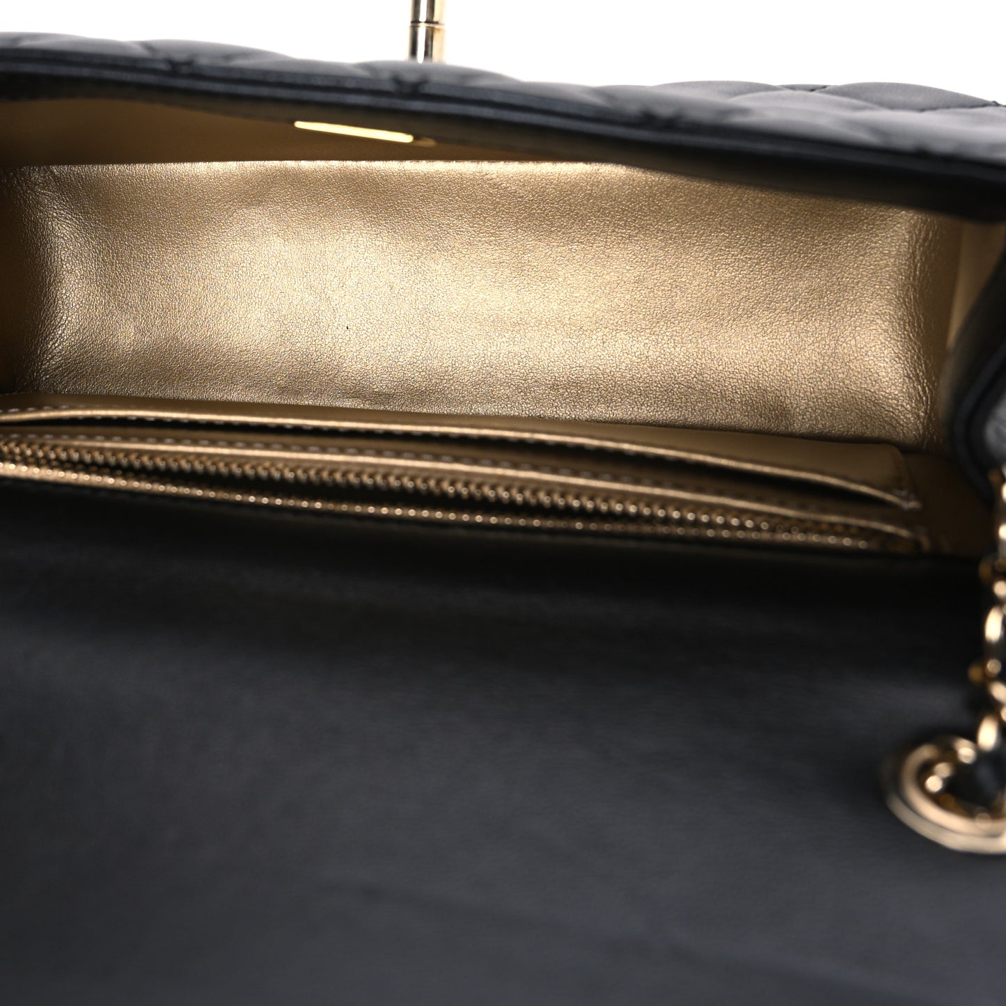Lambskin Quilted Enamel Mini Rectangular Pearl Crush Flap Black