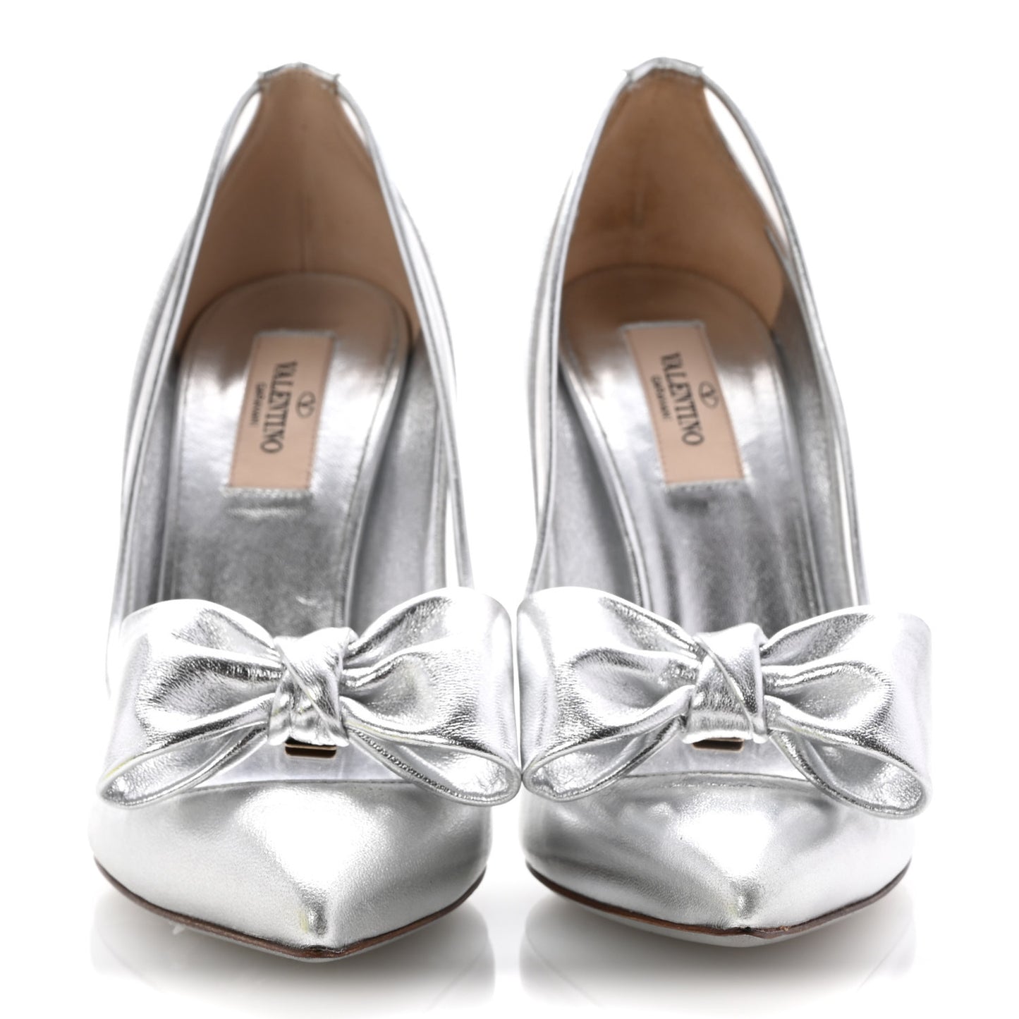 Metallic Nappa PVC Dollybow Pumps 38.5 Silver