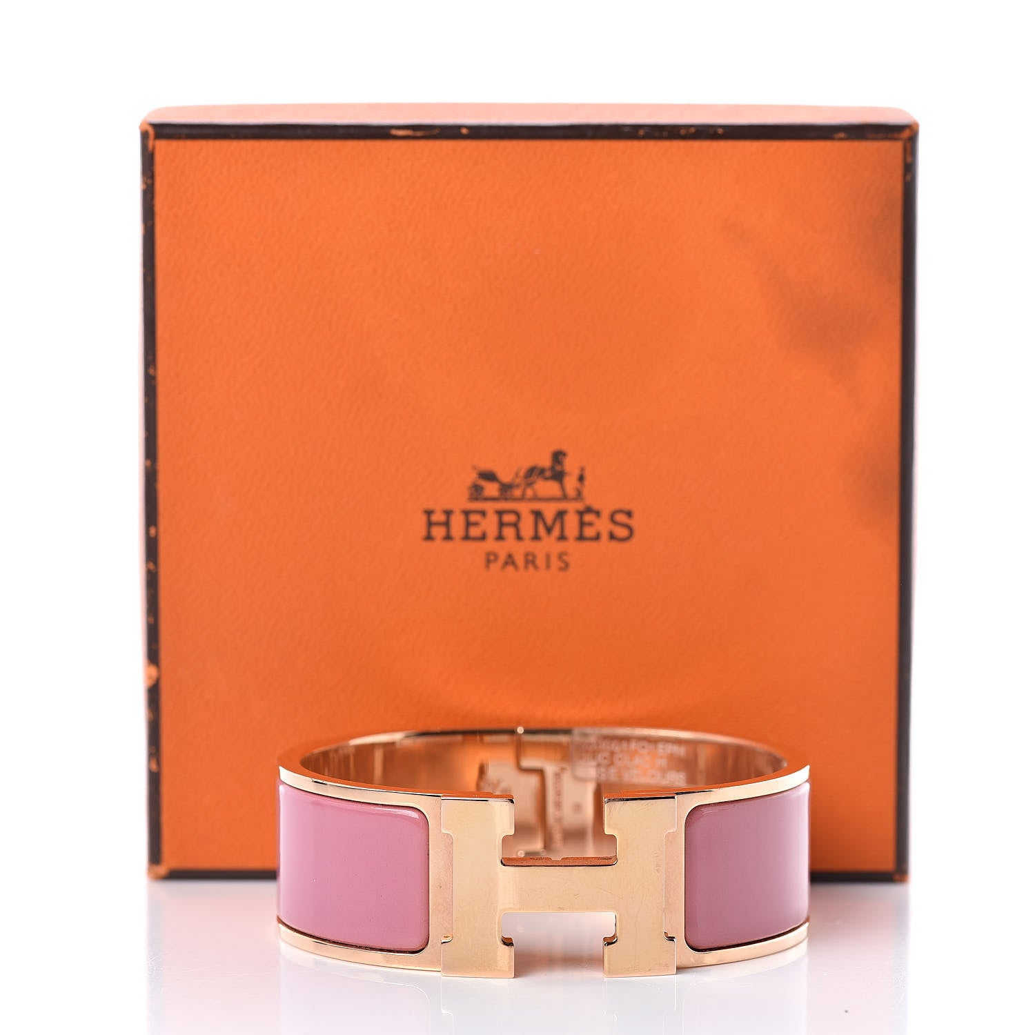 Hermes Enamel Wide Clic Clac H Bracelet PM Rose Velours 6 of 6
