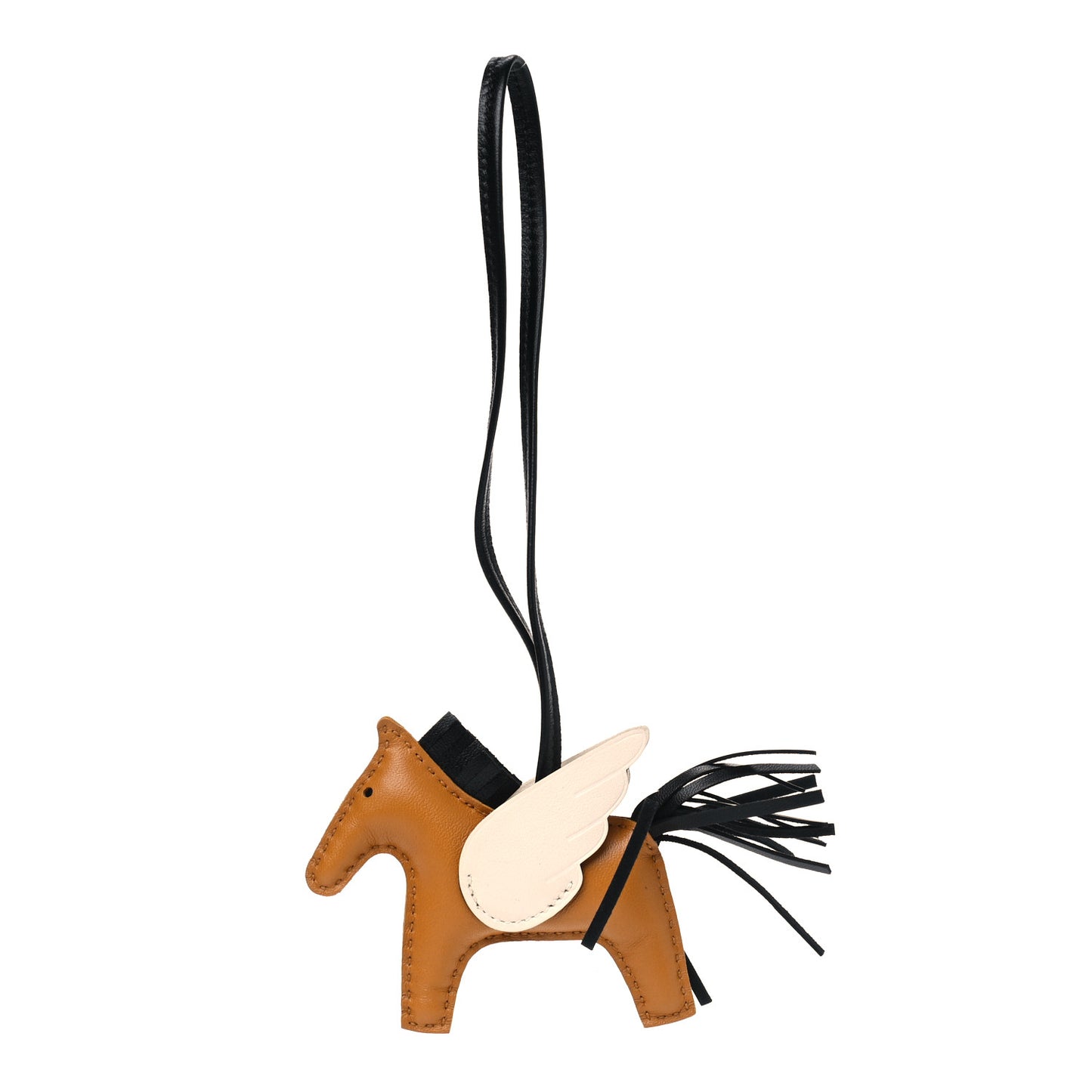 Milo Lambskin Grigri Rodeo Pegase Horse Bag Charm PM Sesame Black Nata