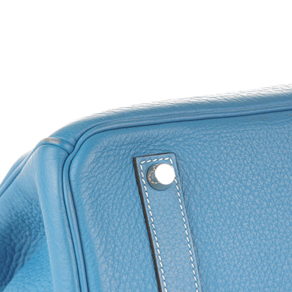 Hermes Taurillon Clemence Birkin 35 Blue Jean 10 of 33