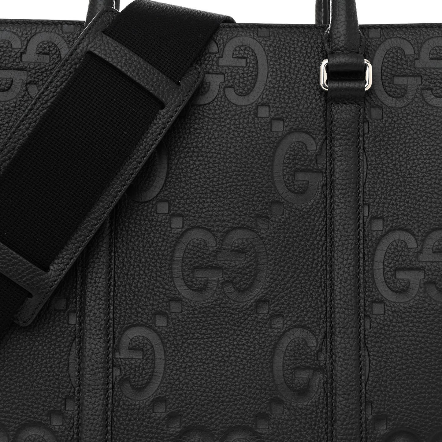 Piuma Calfskin Jumbo GG Embossed Medium Tote Bag Black