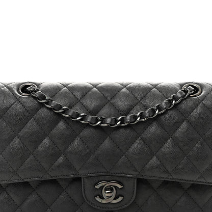 Chanel Crumpled Calfskin Quilted Medium Double Flap So Black 8 of 11