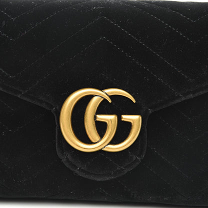 Gucci Velvet Matelasse GG Marmont Chain Wallet Black 10 of 10