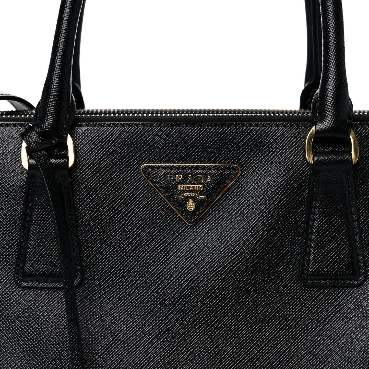 Saffiano Medium Galleria Double Zip Tote Black