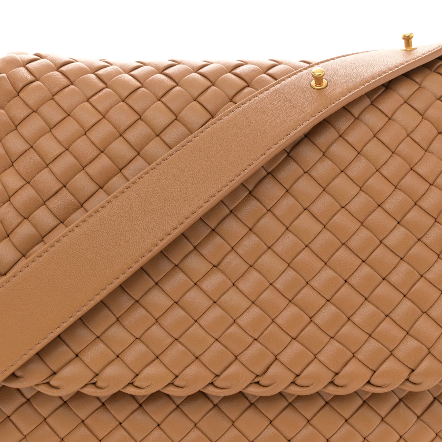 Nappa Intreccicio Padded Small Cobble Shoulder Bag Caramel