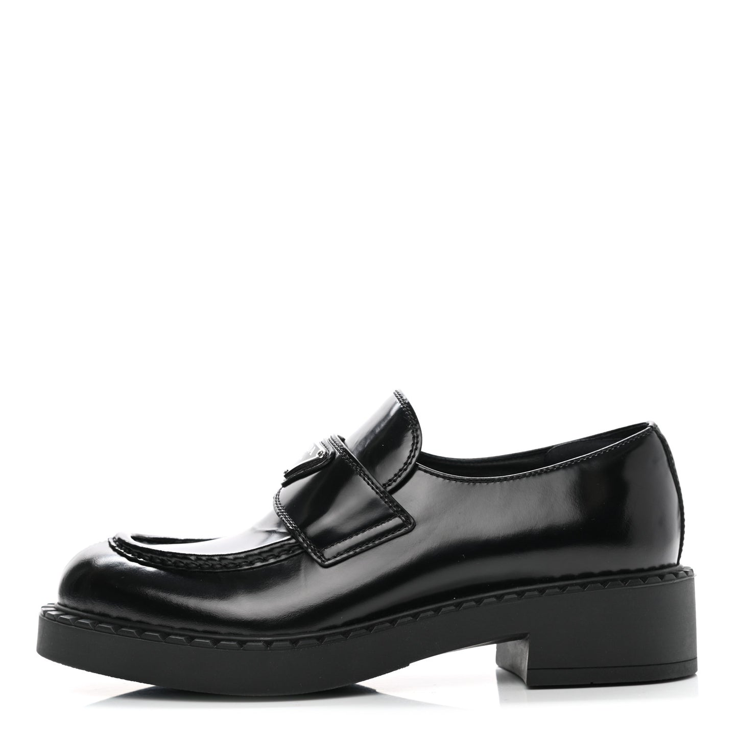 Spazzolato Metal Triangle Logo 50mm Loafers 38 Black