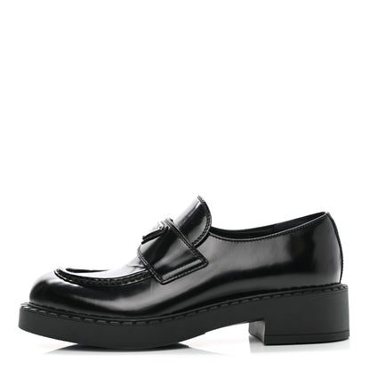 Prada Spazzolato Metal Triangle Logo 50mm Loafers 38 Black 1 of 9