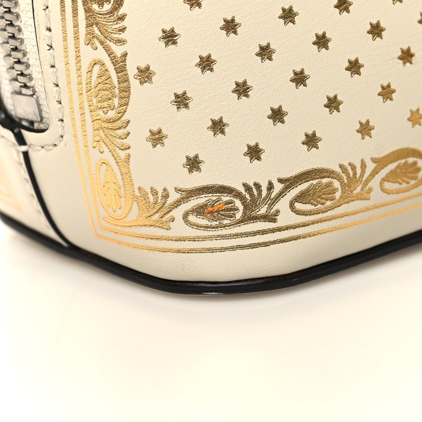 X SEGA Calfskin GUCCY Stars Mini Dome Shoulder Bag Mystic White Gold