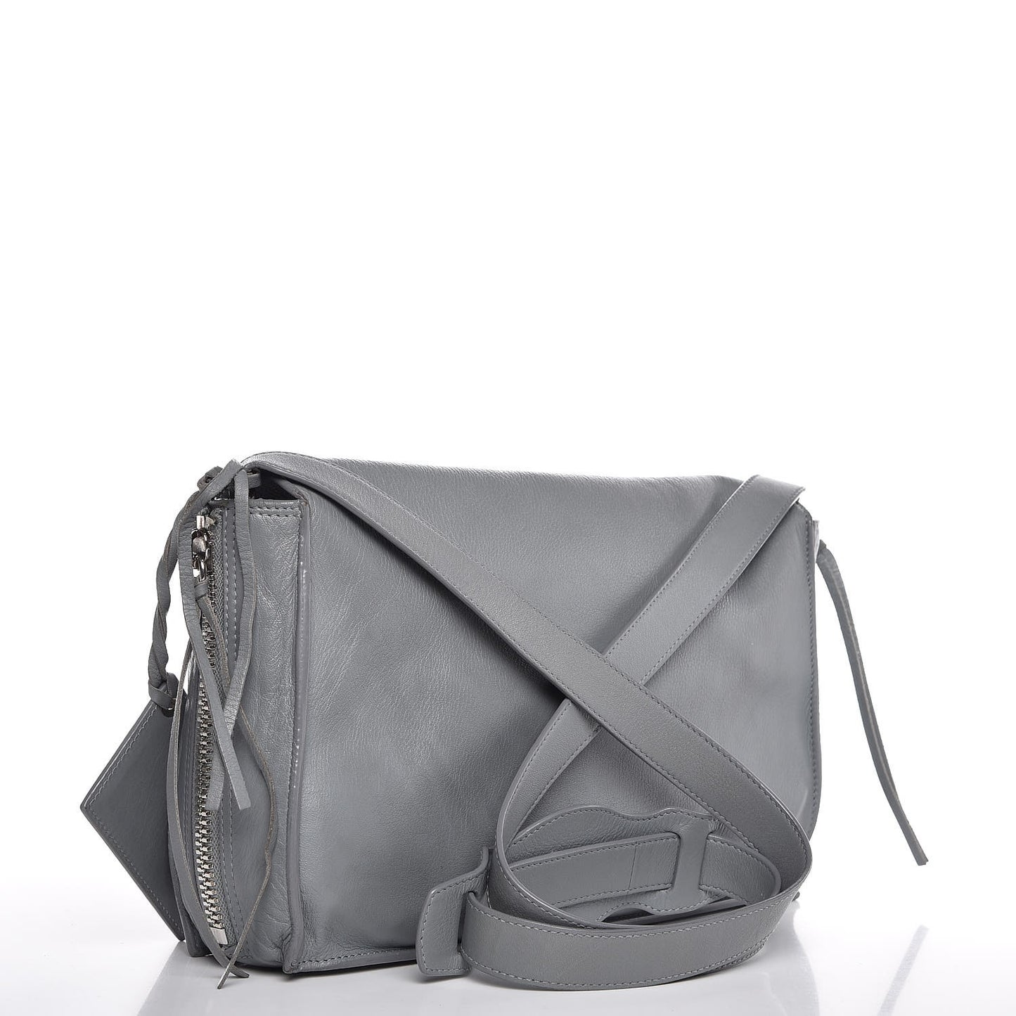 Calfskin Papier Sight Shoulder Bag Grey