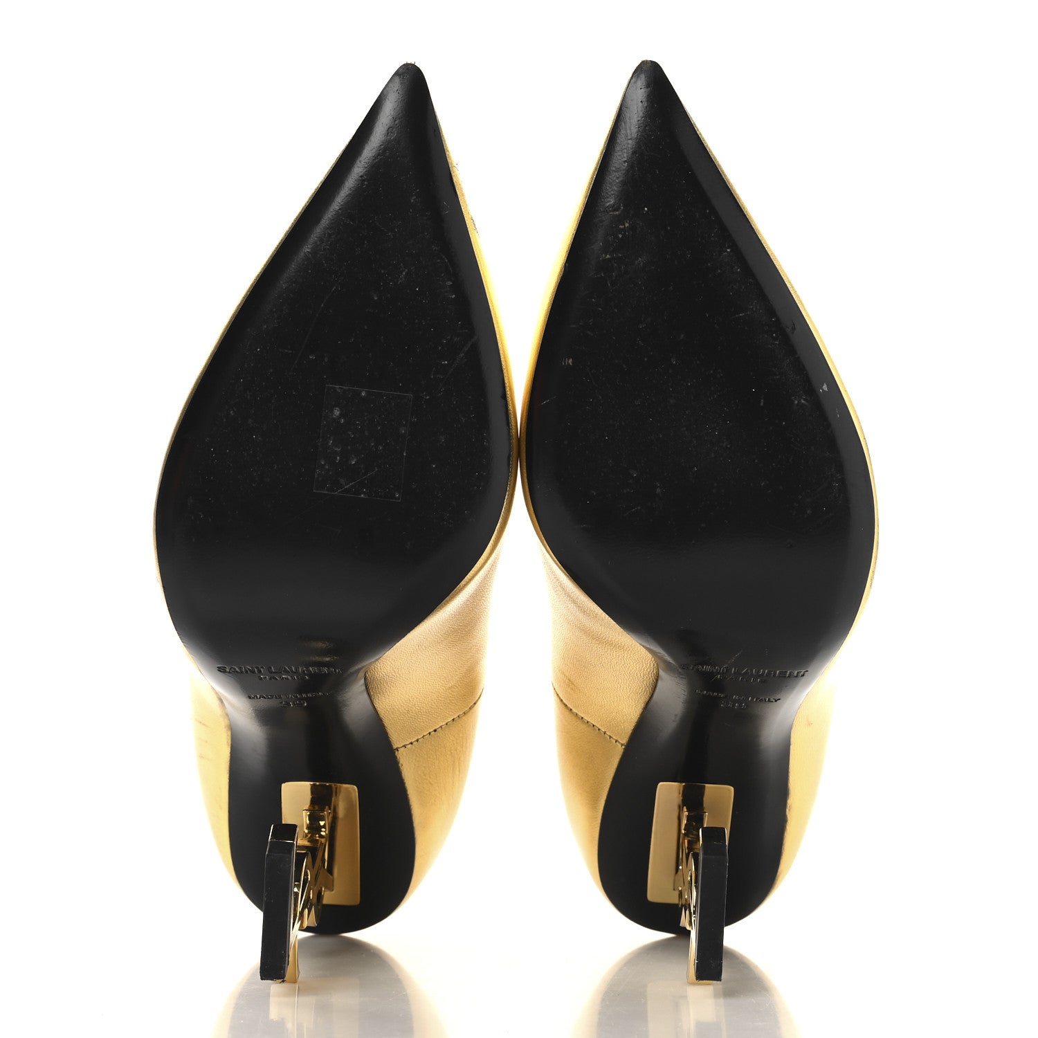 Saint Laurent Metallic Calfskin Opyum 100 Pumps 39 Gold 6 of 13