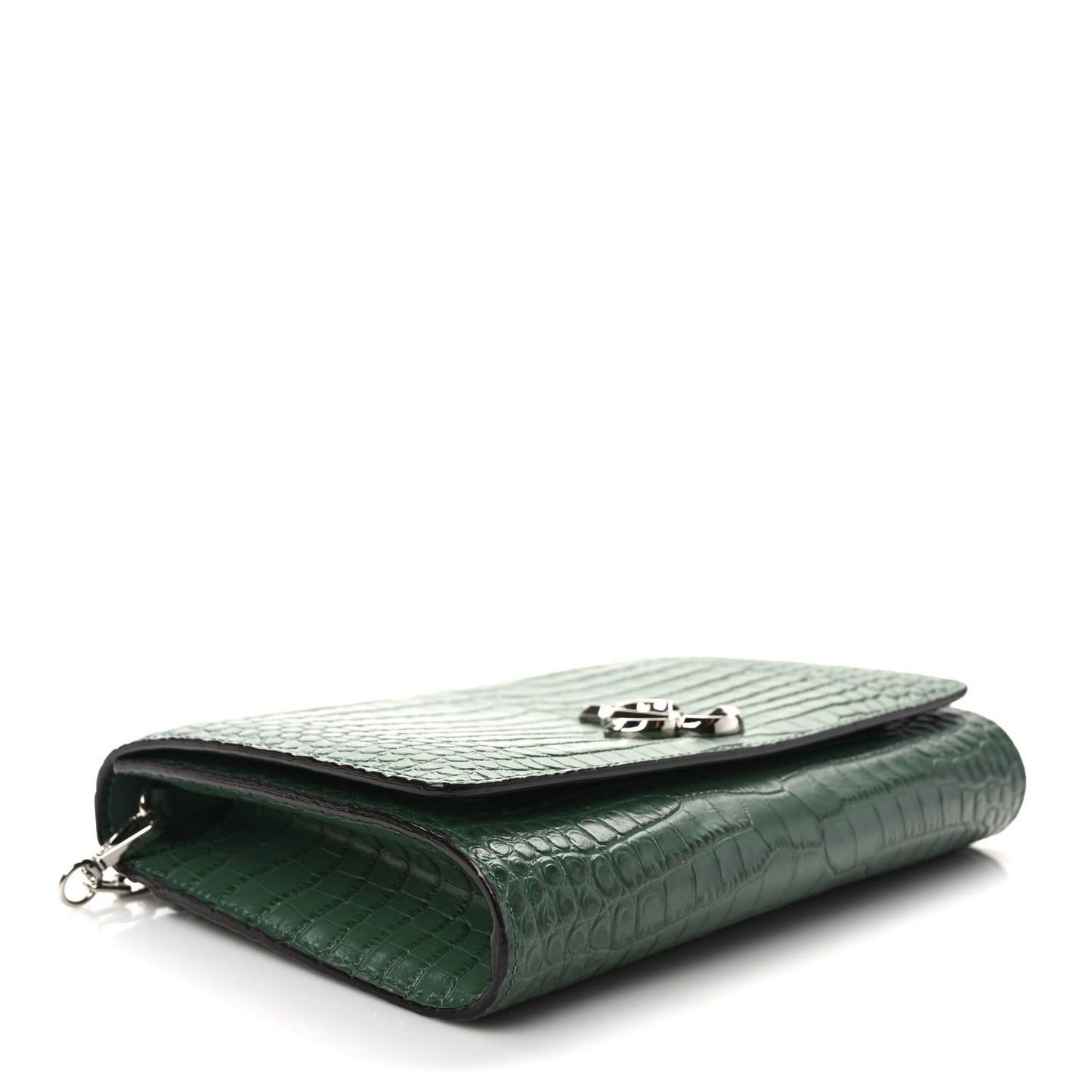 Calfskin Crocodile Embossed Varenne Chain Clutch Cactus