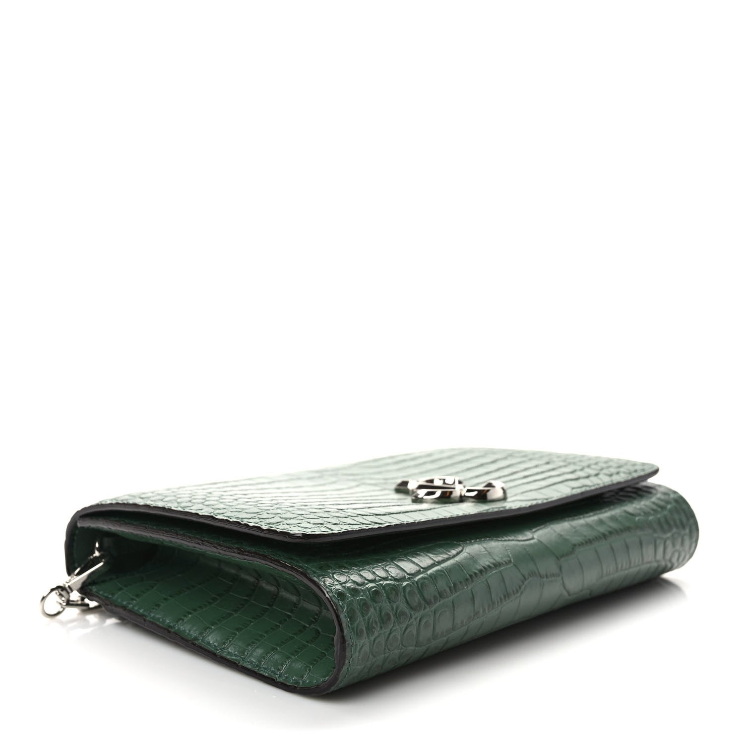 Jimmy Choo Calfskin Crocodile Embossed Varenne Chain Clutch Cactus 4 of 9