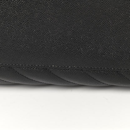 Saint Laurent Grain De Poudre Matelasse Chevron Monogram Shopping Bag Black 11 of 12