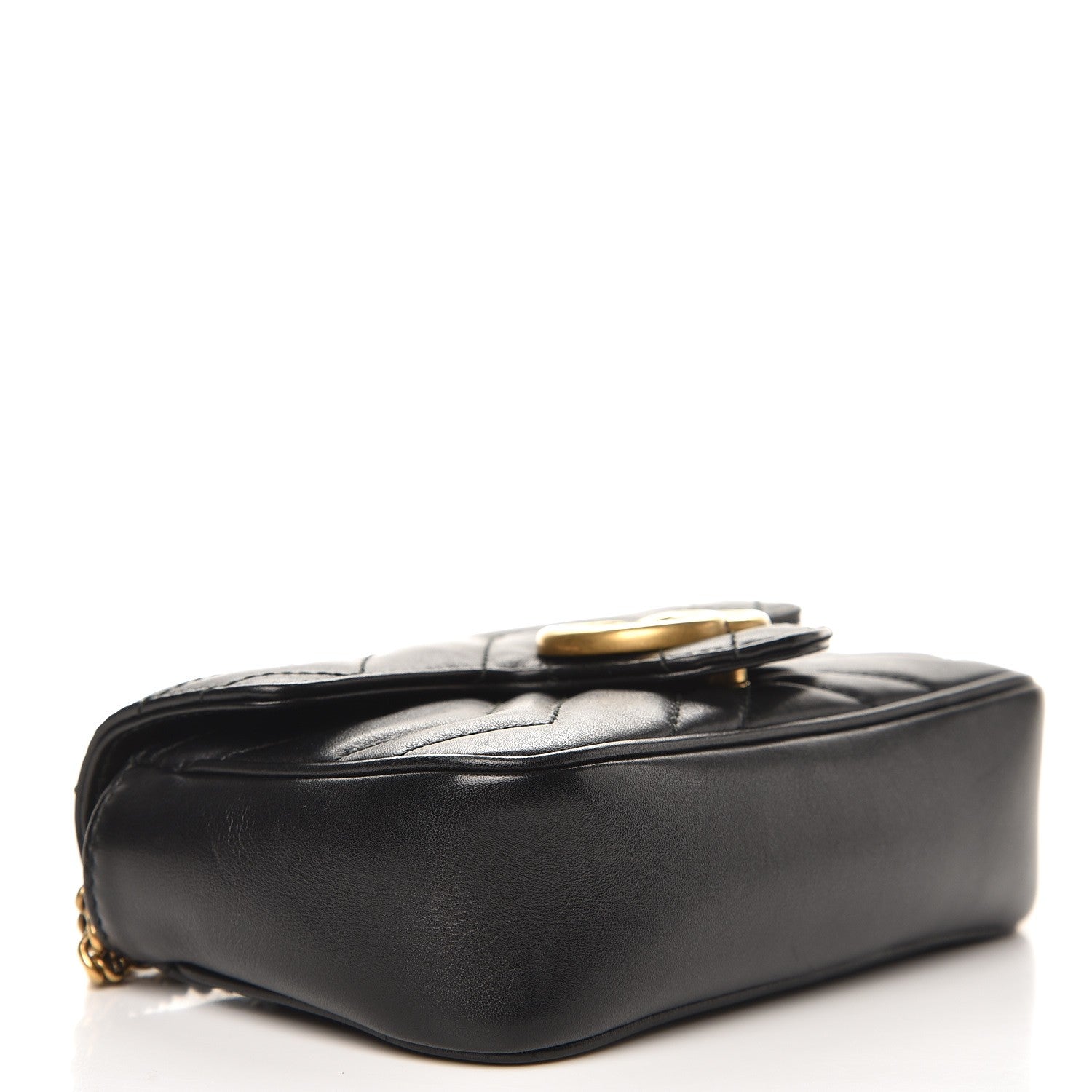 Gucci Calfskin Matelasse Super Mini GG Marmont Shoulder Bag Black 4 of 7
