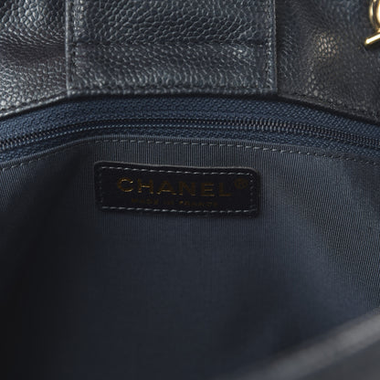 Chanel Metallic Caviar Quilted Large Classic Shopping Tote Dark Blue 8 of 10