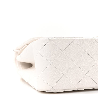 Chanel Caviar Quilted Jumbo Double Flap White 9 of 10