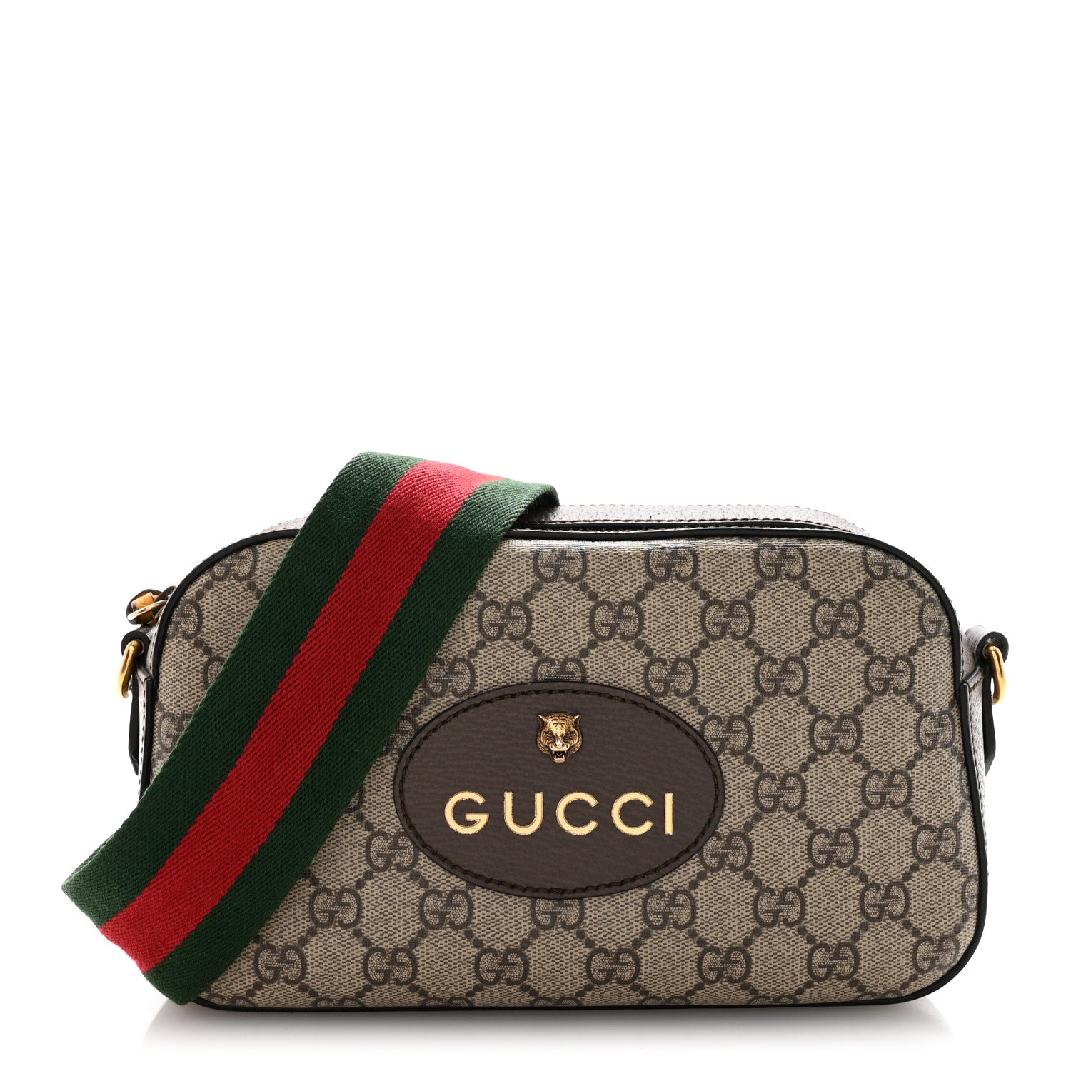 Gucci GG Supreme Monogram Web Neo Vintage Shoulder Bag Beige New Acero Crop 1 of 14
