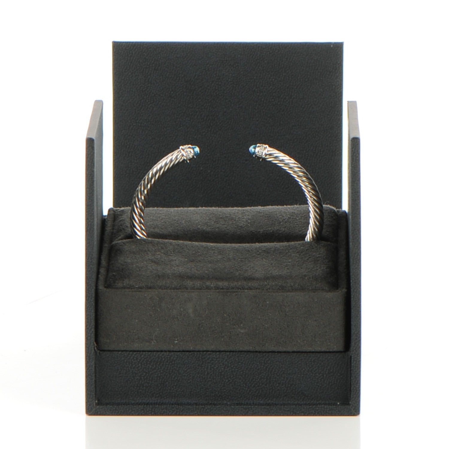 David Yurman Sterling Silver Diamond Blue Topaz 5mm Cable Classics Bracelet 6 of 6