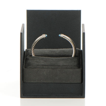 David Yurman Sterling Silver Diamond Blue Topaz 5mm Cable Classics Bracelet 6 of 6