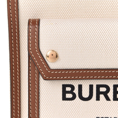 Burberry Canvas Smooth Calfskin Two Tone Mini Pocket Bag Natural Malt Brown 8 of 10