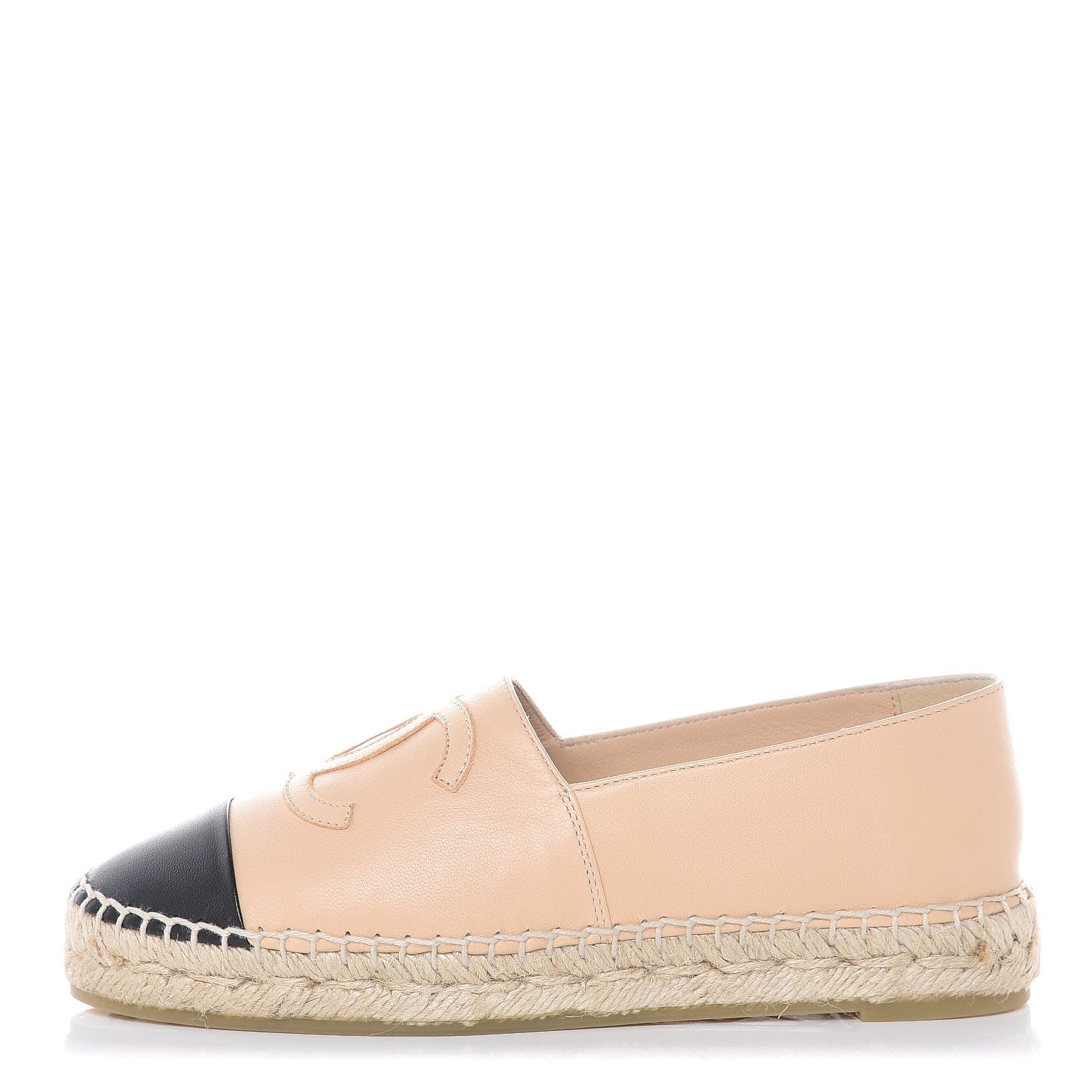 Chanel Lambskin CC Espadrilles 35 Beige Black 1 of 10