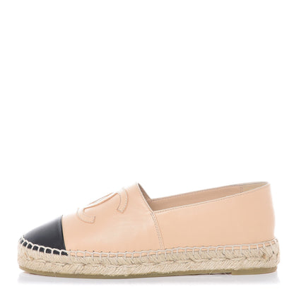 Chanel Lambskin CC Espadrilles 35 Beige Black 1 of 10