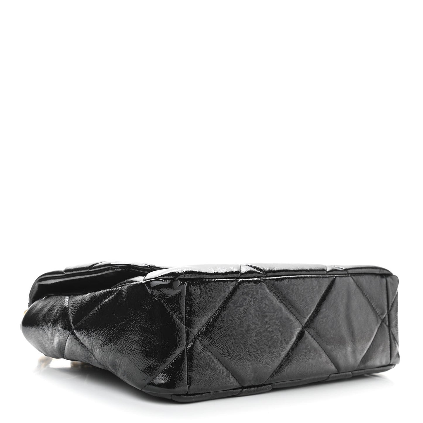 Shiny Crumpled Calfskin Quilted Large Chanel 19 Flap Black