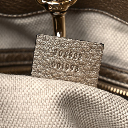 Gucci Metallic Pebbled Calfskin Medium Soho Chain Shoulder Bag Golden Beige 6 of 11