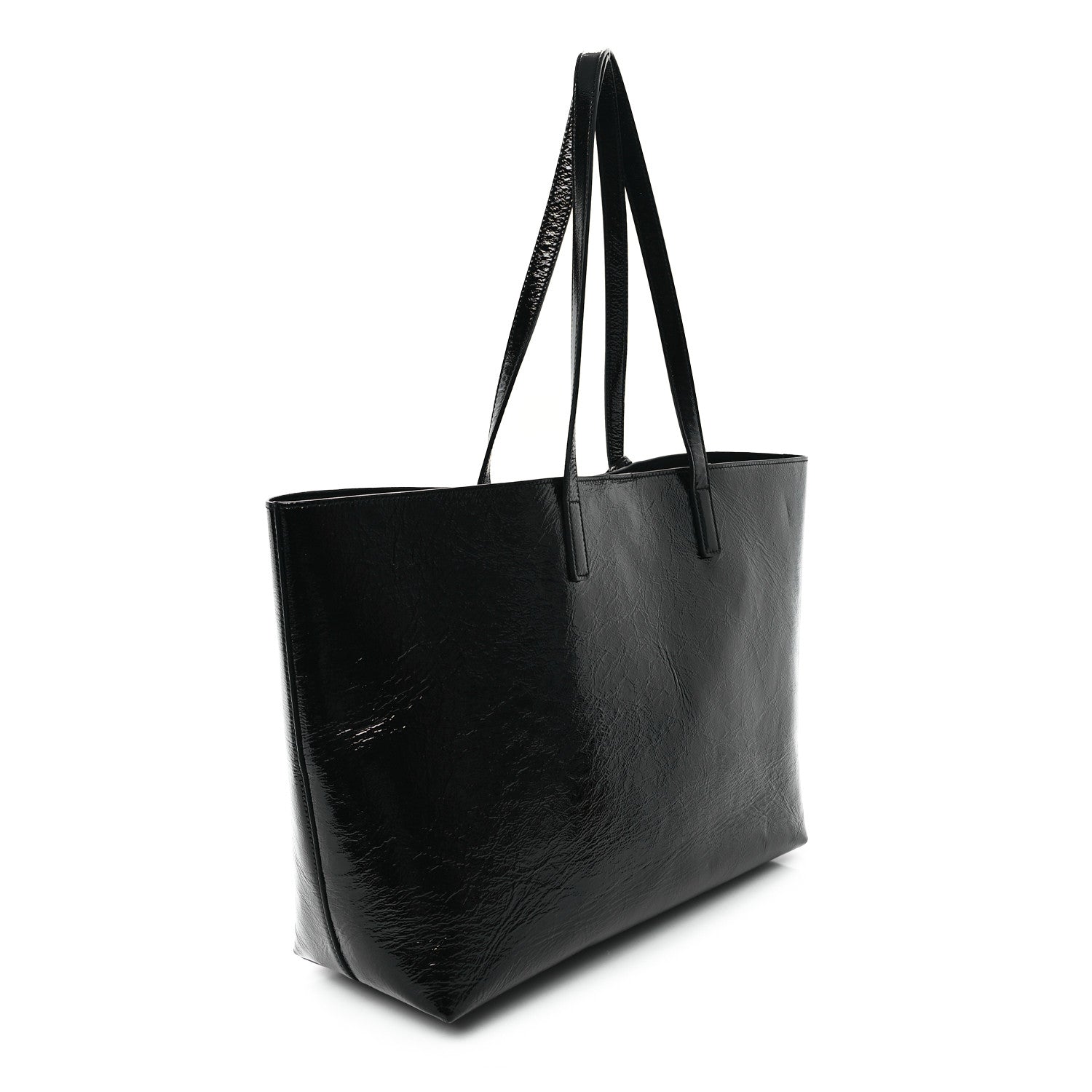 Saint Laurent Textured Patent Large Shopping Tote Black 4 of 11