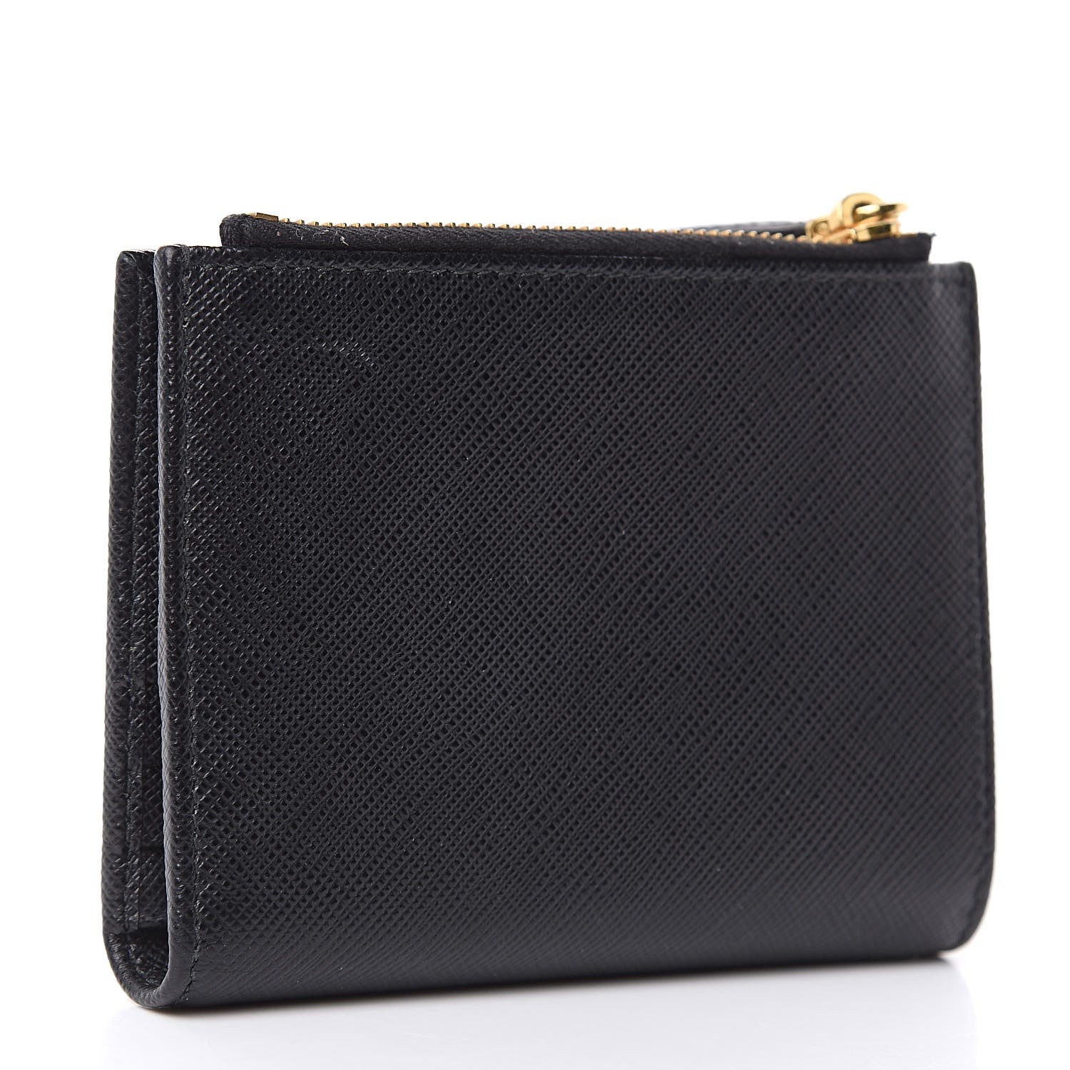 Prada Saffiano Metal Compact Wallet Black 3 of 8