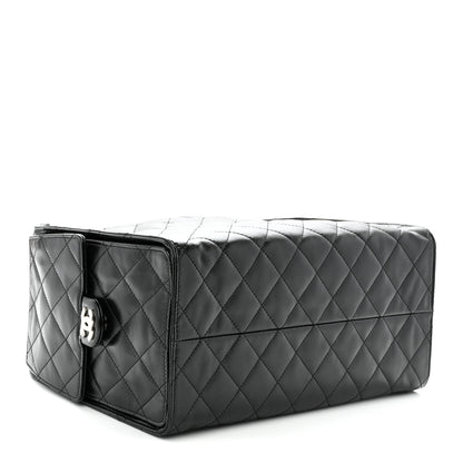 Chanel Shiny Crumpled Calfskin Quilted Medium Chanel 25 Handbag Black 5 of 11