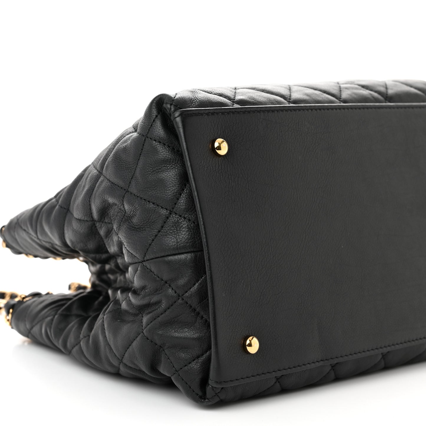 Calfskin Quilted Small Chain Me Tote Black