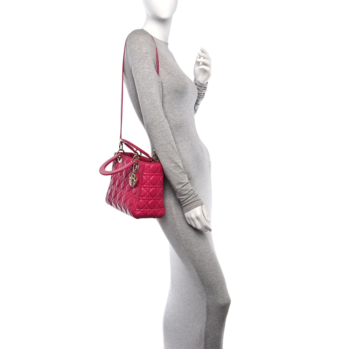 Lambskin Cannage Medium Lady Dior Pink